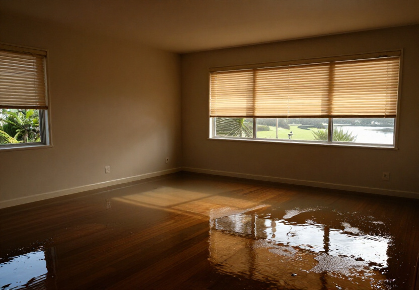 Wet carpet in Miranda home before drying