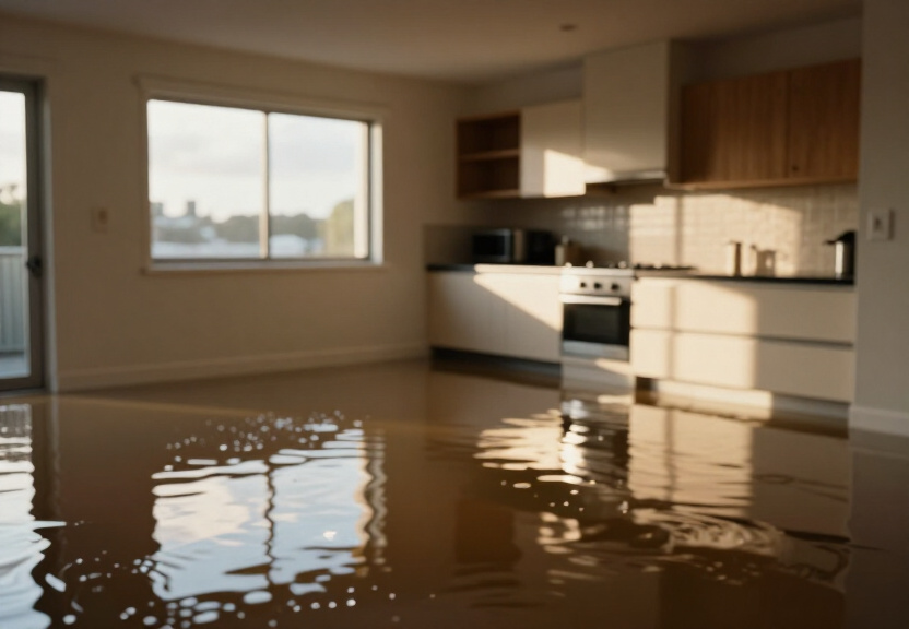 Sewage backup in Miranda bathroom before cleanup